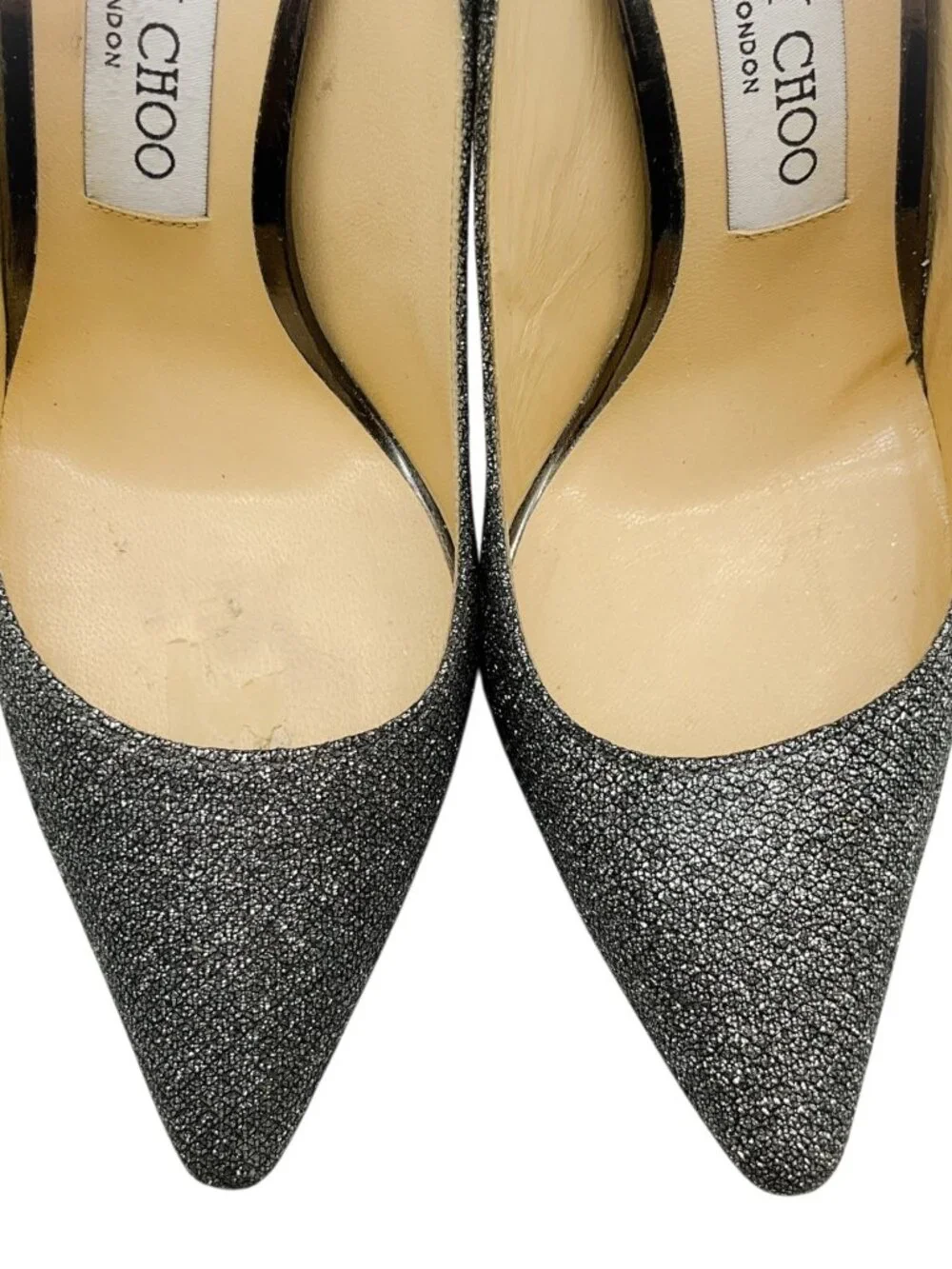 Jimmy Choo Silver Pewter Shimmer Pumps